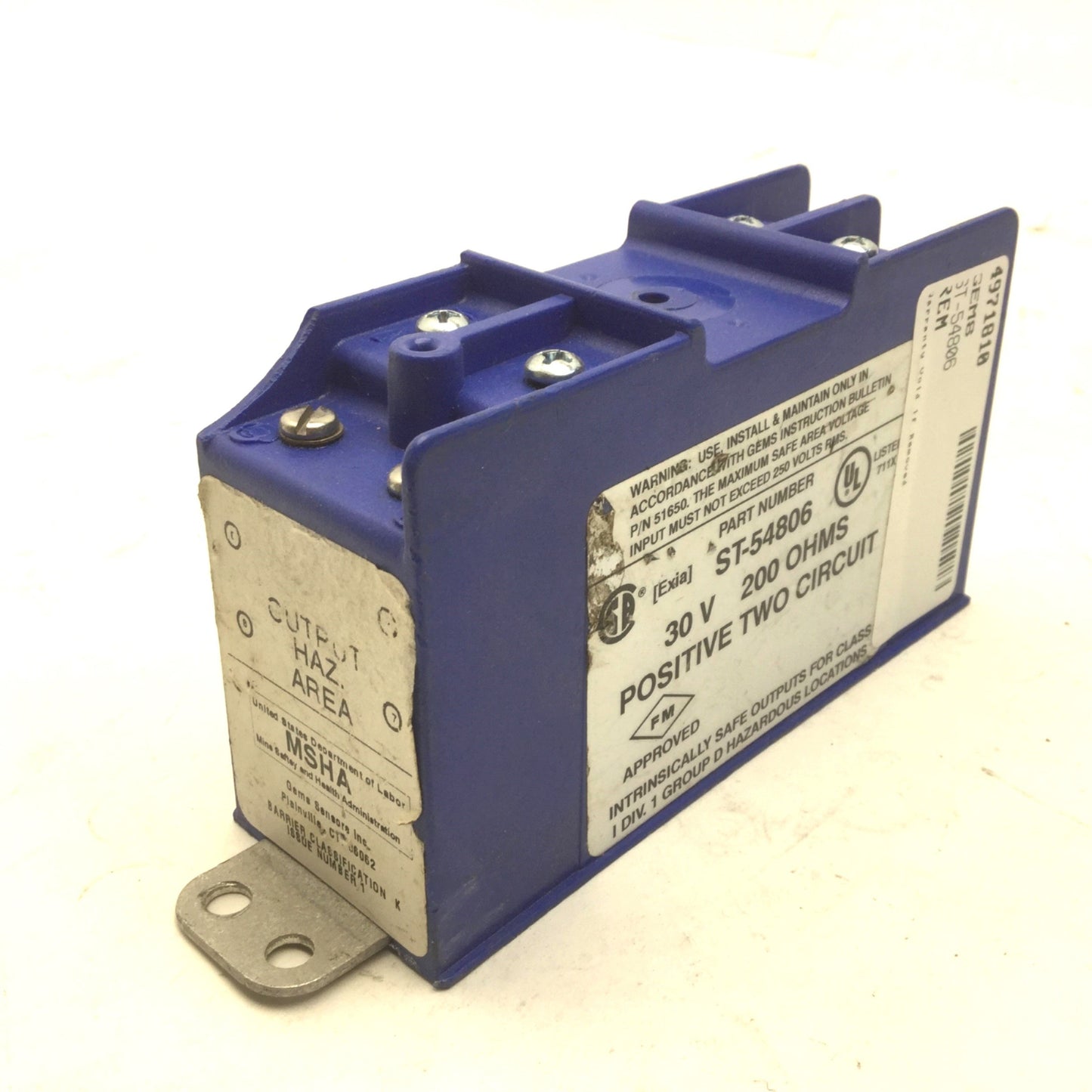 Used Gems ST-54806 Zener Barrier Safe Pak, 30V, 200 OHMS, Positive Two Circuit
