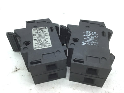 Used  Ferraz ST 10 M 81 224 & ST 10 B0 81 145 Fuse Holders, Rating 600V 30A 2 Pole