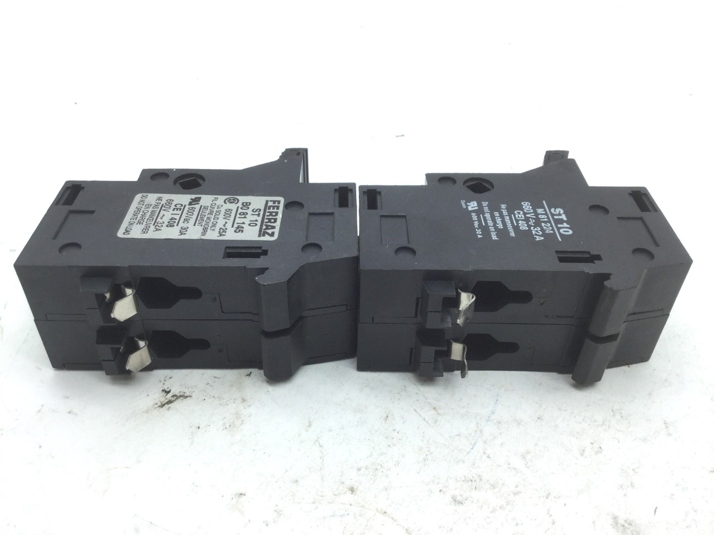 Used  Ferraz ST 10 M 81 224 & ST 10 B0 81 145 Fuse Holders, Rating 600V 30A 2 Pole