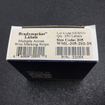 New – Open box New Brady WML-205-292-2S Multiple Across Wire Marker Strips, Qty: 250 Labels