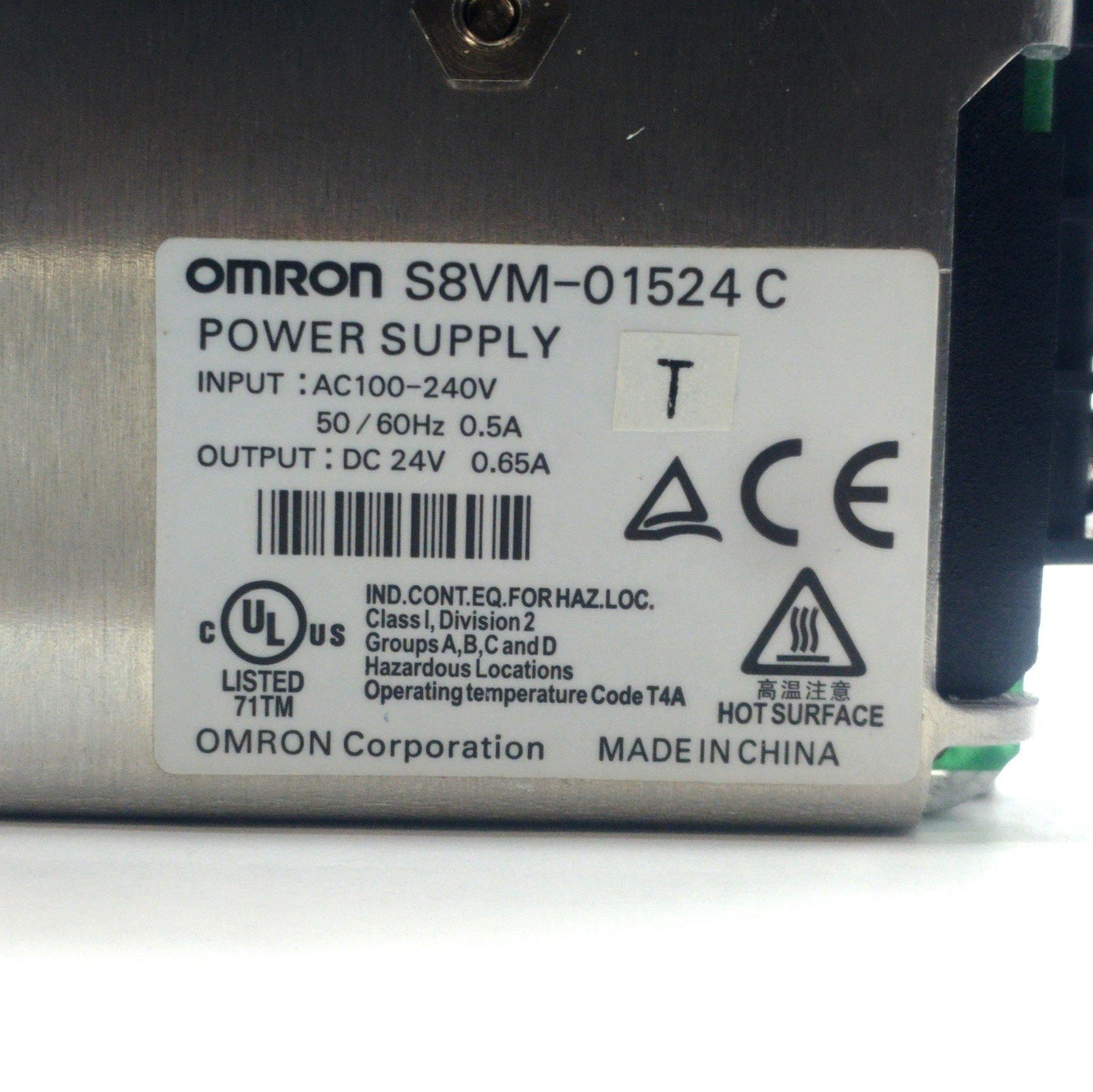 Used Omron S8VM-01524C Power Supply Out: 24VDC 0.65A In: 100-240VAC *Missing Cover*