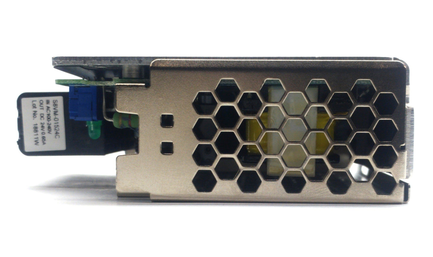 Used Omron S8VM-01524C Power Supply Out: 24VDC 0.65A In: 100-240VAC *Missing Cover*