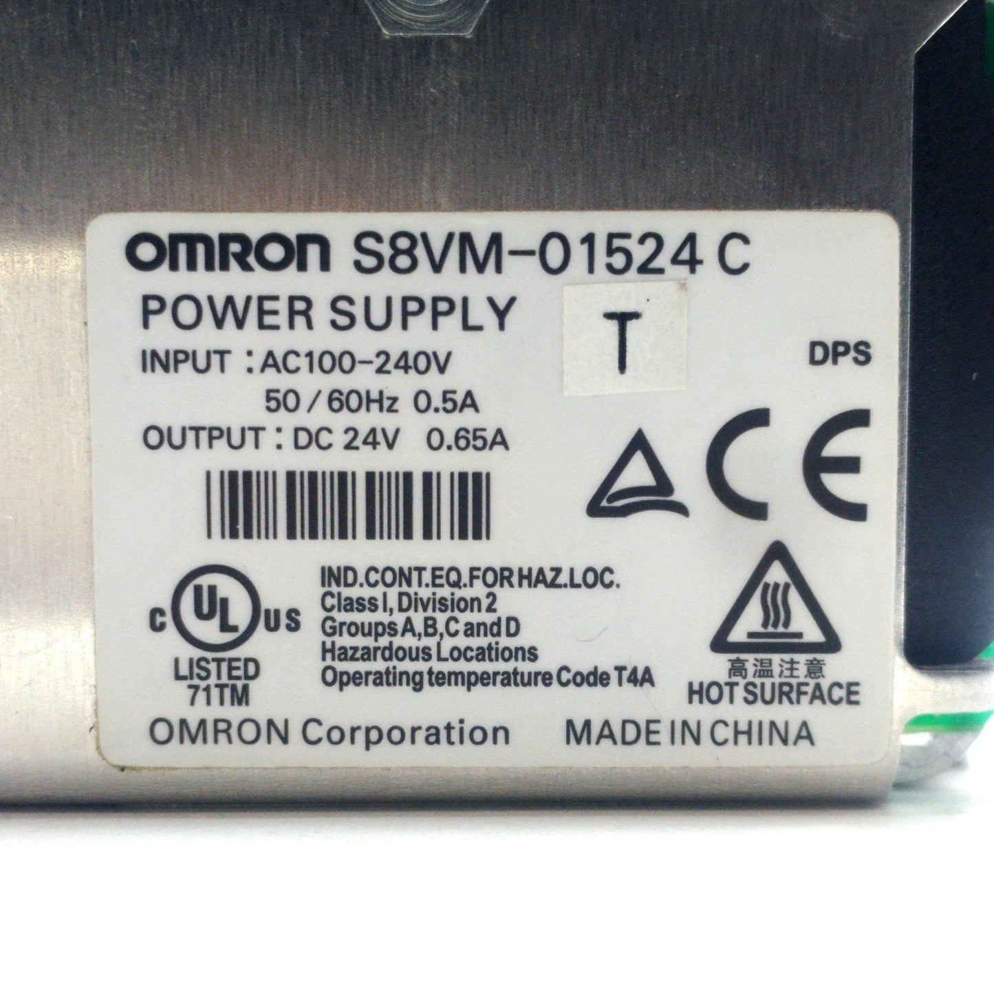 Used Omron S8VM-01524C Power Supply Out: 24VDC 0.65A In: 100-240VAC *Cover & LED*