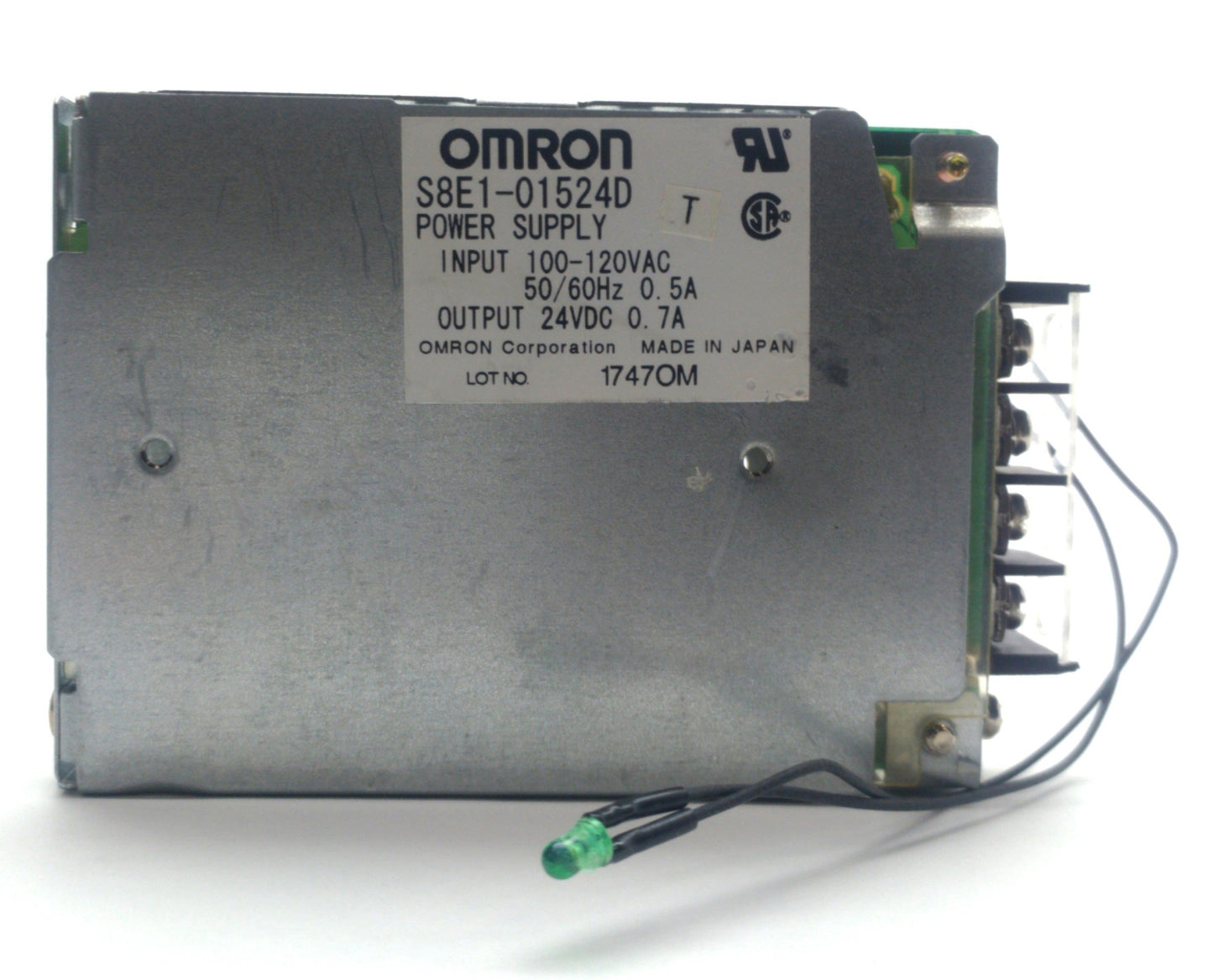 Used Omron S8E1-01524D Power Supply Out: 24VDC 0.7A In: 100-240VAC *Cover & LED*