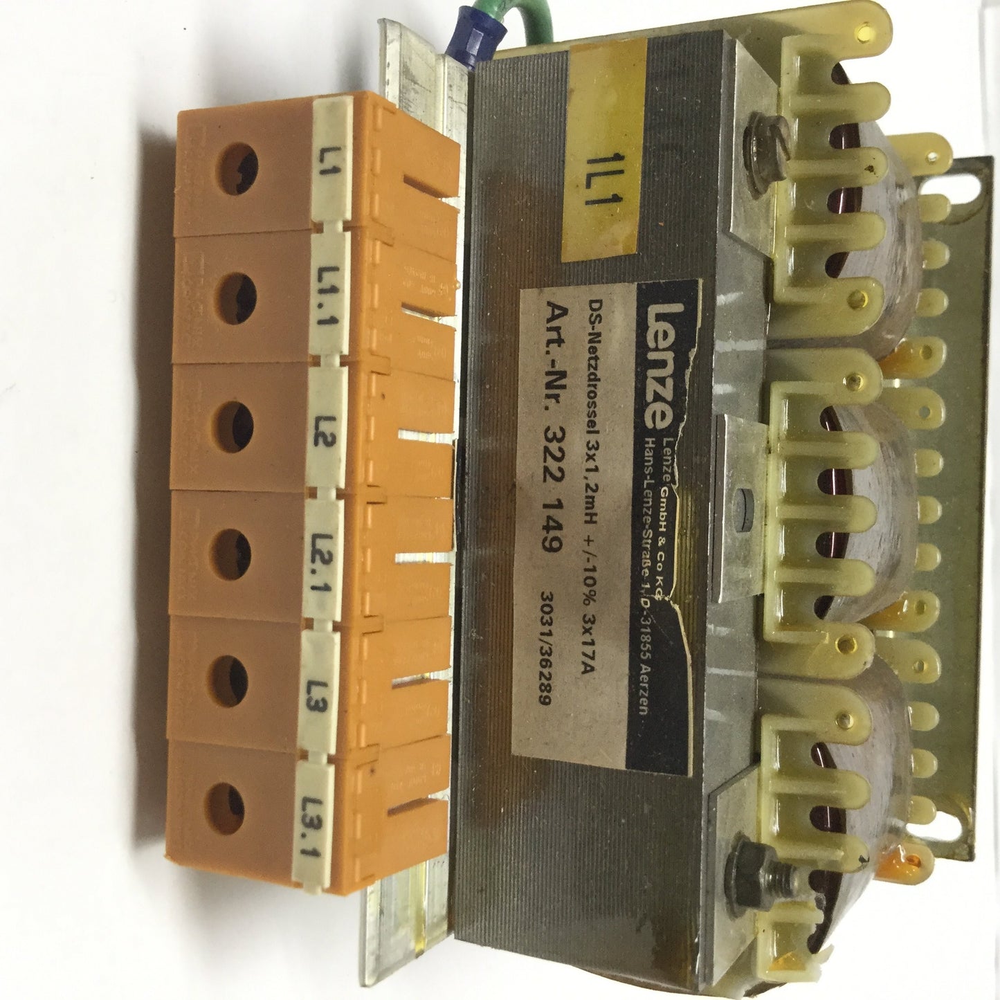 Used Lenze 322 149 Mains Choke Inductor 3-Phase Line Reactor 3x1, 2mH +/-10% 3x17A