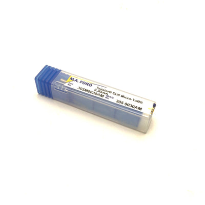 New M.A. Ford 305M0030AM Carbide Twist Drill, 0.3mm Diameter, 12° Helix, 3mm Shank