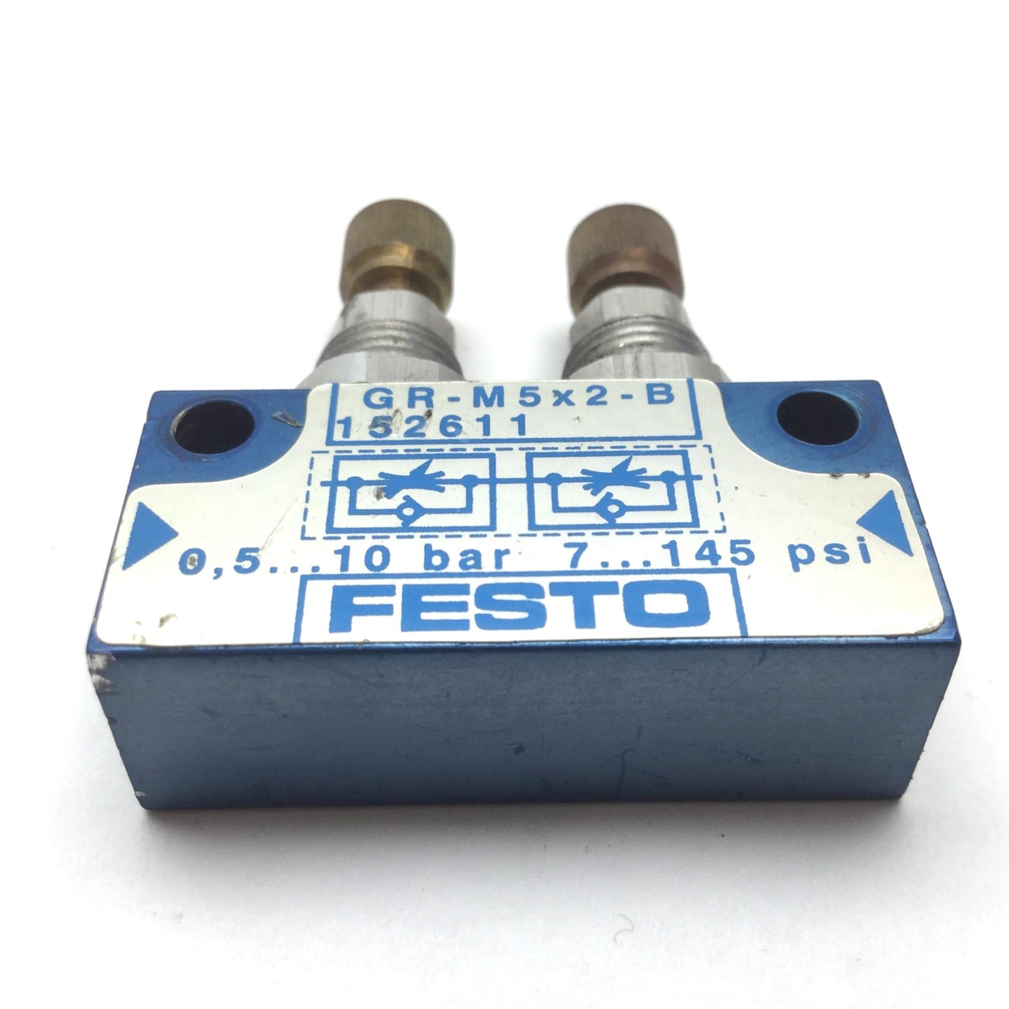 Used Festo GR-M5x2-B Inline Flow Control Valve, Ports: M5, Pressure Rating: 0.5-10bar