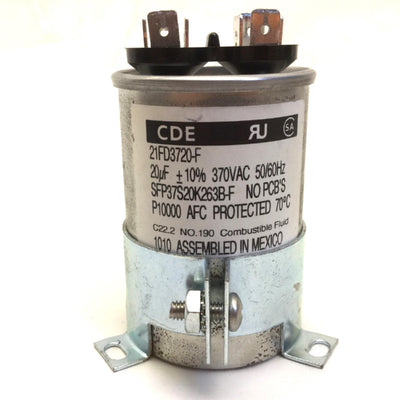 Used Cornell Dubilier Electronics 21FD3720-F Capacitor 370VAC, 50/60Hz, w/Bracket