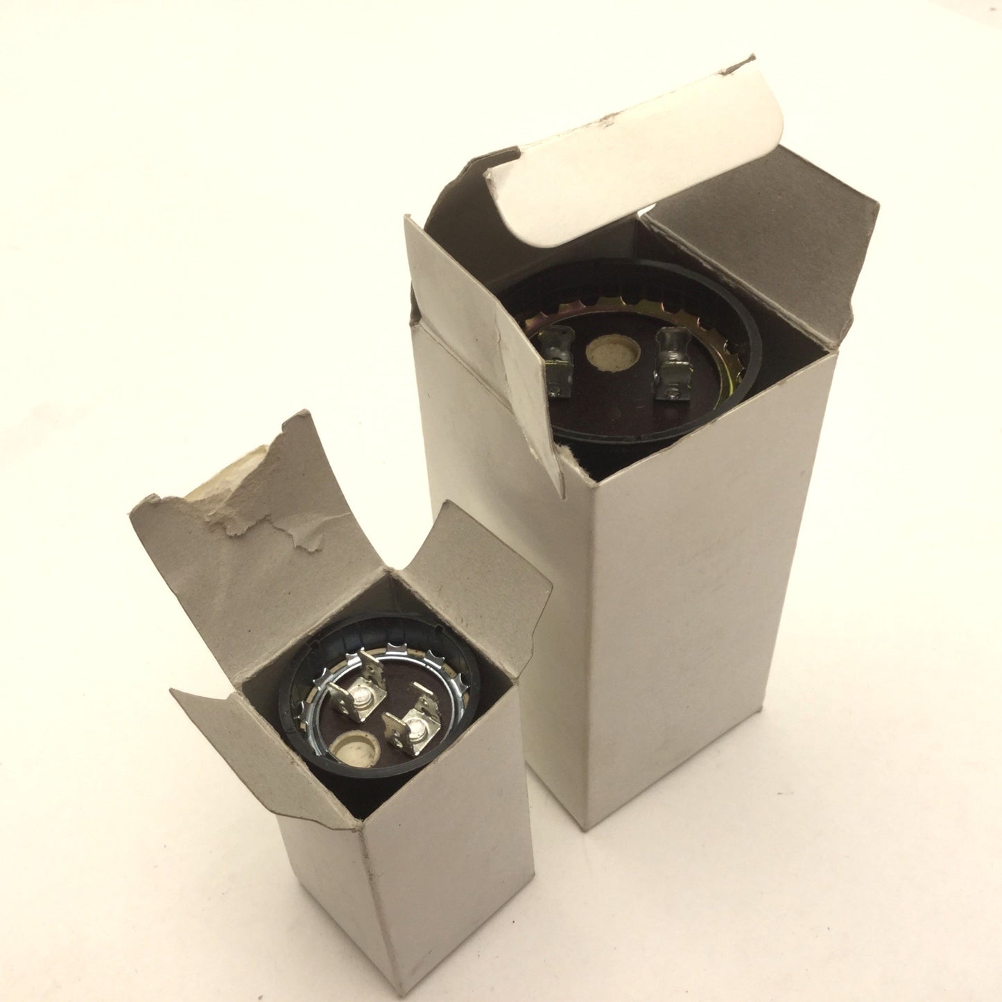 New – Open box Lot of 2 Dayton Miscellaneous Capacitors, 2MDR2 & 6FLU0, See Pictures