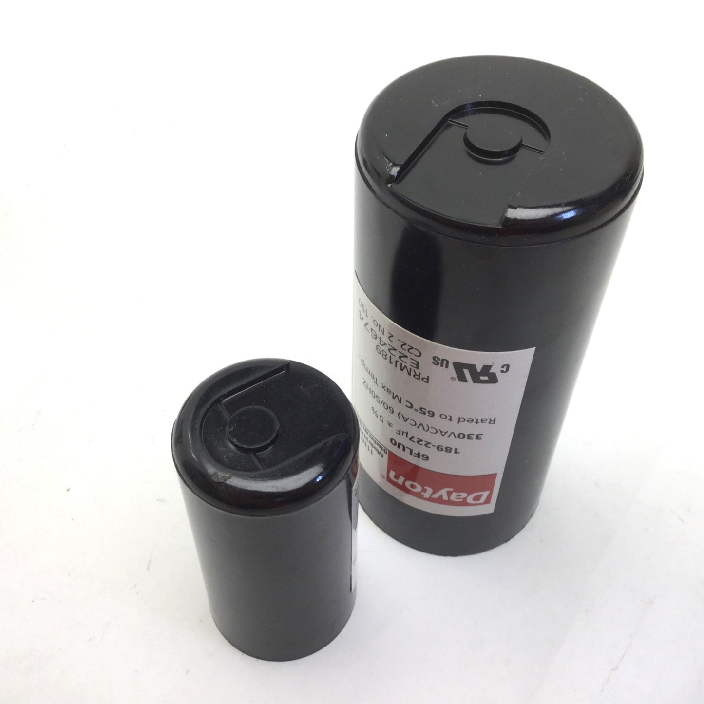 New – Open box Lot of 2 Dayton Miscellaneous Capacitors, 2MDR2 & 6FLU0, See Pictures