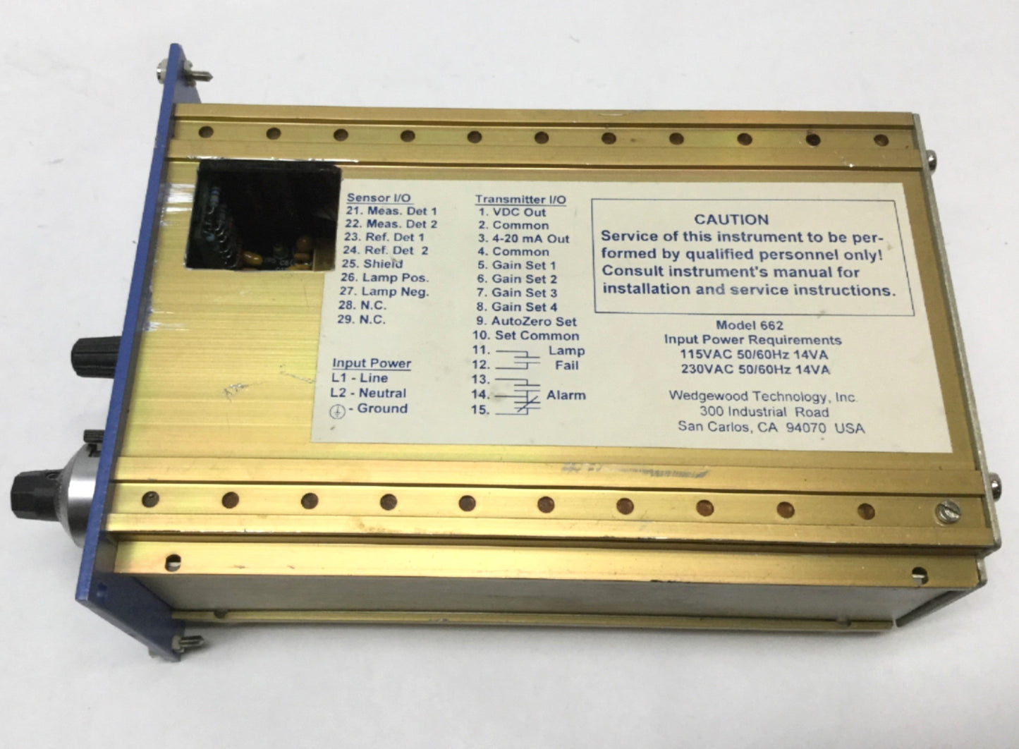 Used Wedgewood Technology 662A4V-N-KF010 Model 662 Bio-Station UV Analyzer Monitor