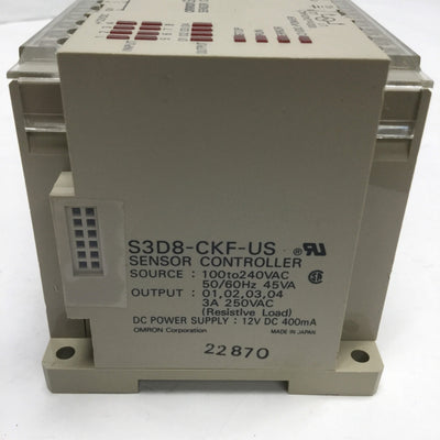 Used Omron S3D8-CKF-US Sensor Controller I/O, 12VDC, 8-Input 4-Output, 100-240VAC