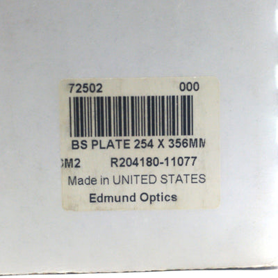 New – Open box Edmund Optics 72-502 Plate Beam Splitter, 254 x 356mm, 40R/60T, 400-700nm