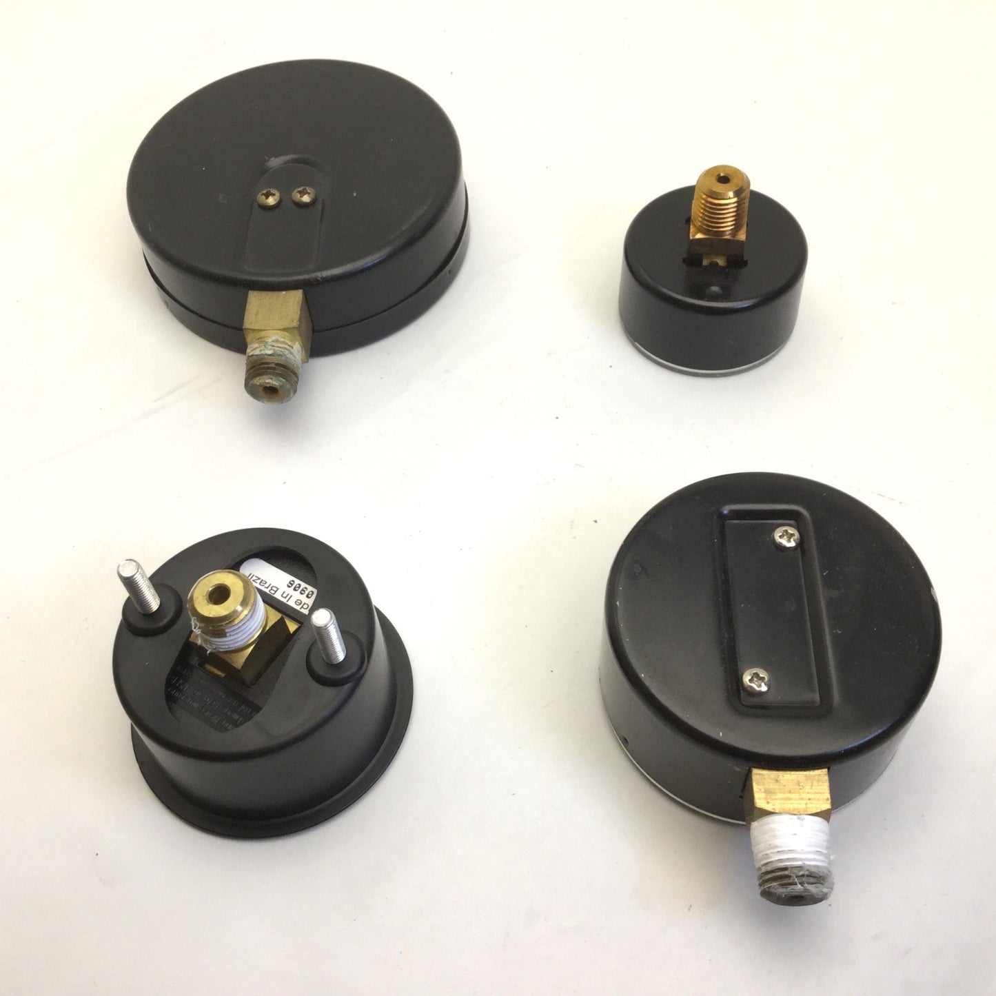 Used Lot of 4 Assorted Pneumatic Pressure Gauges 1/4" NPT, 10, 15, 15, 30PSI