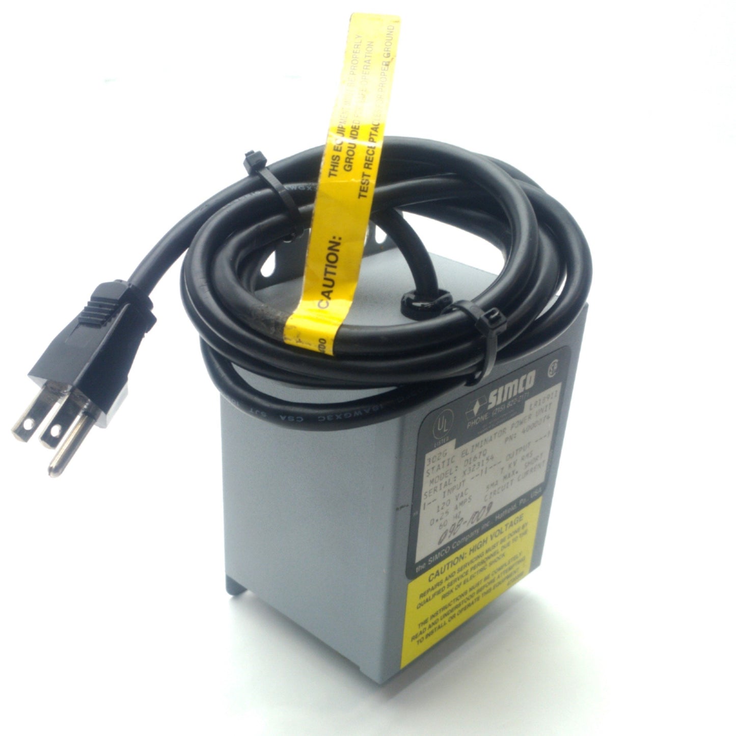 Used Simco D167Q Antistatic Power Supply, Output: 2x 7 kV, 3mA Input: 120VAC