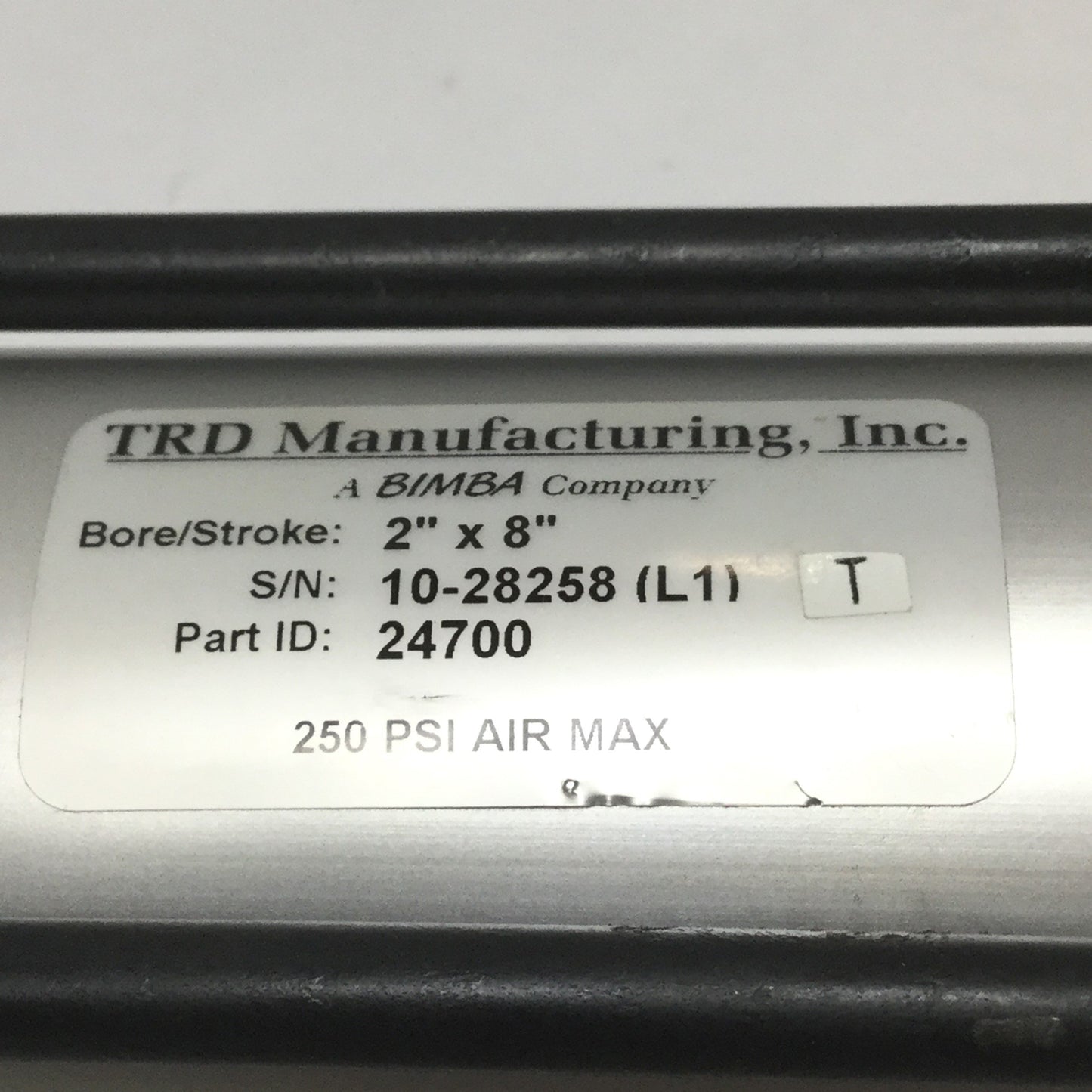 Used TRD Bimba TA-MS2-2.00x8 Pneumatic Cylinder 2" Bore, 8" Stroke, 3/8" NPT, 250psi