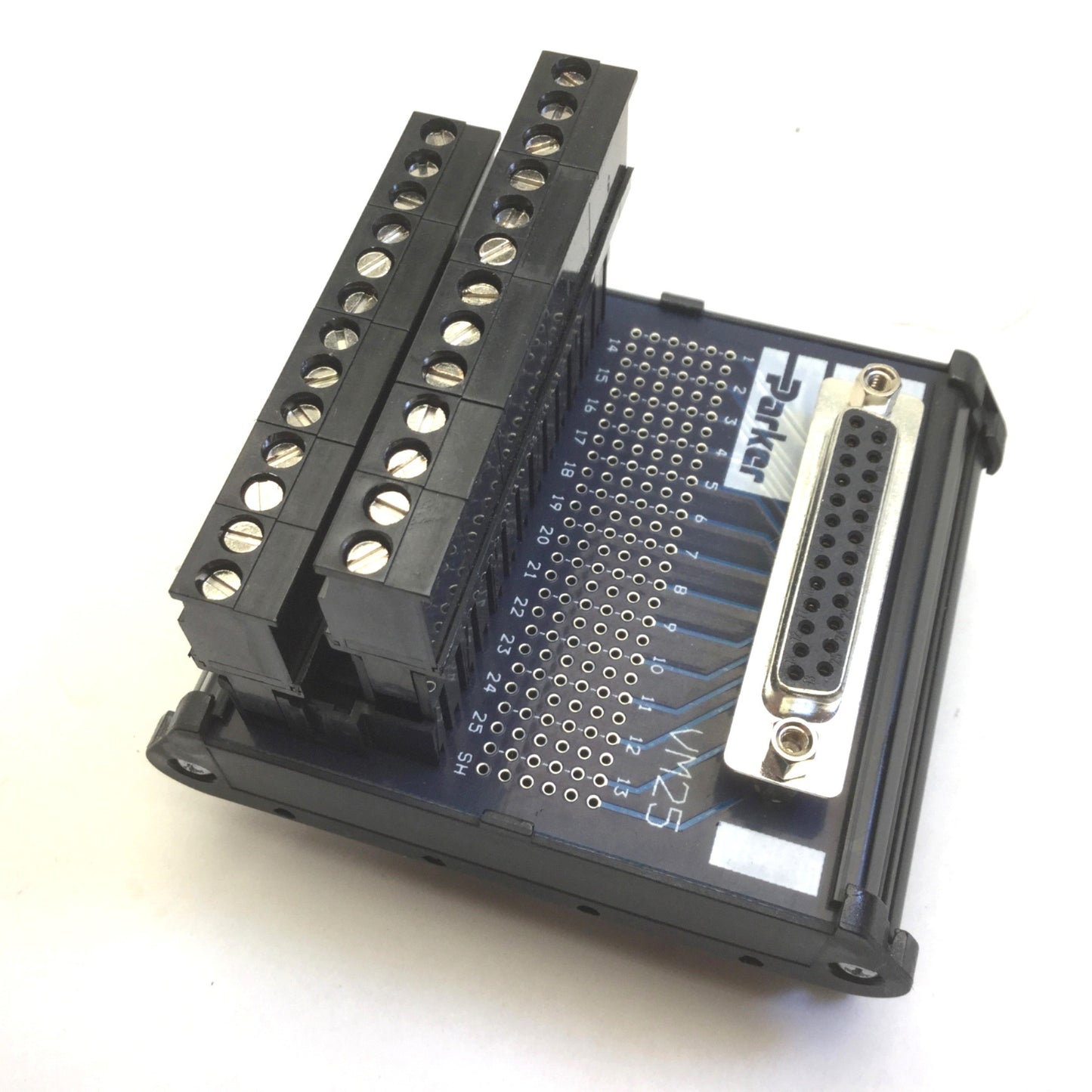Used Parker VM25 Breakout Module Screw Terminals With71-016999-02 25-Pin Cable