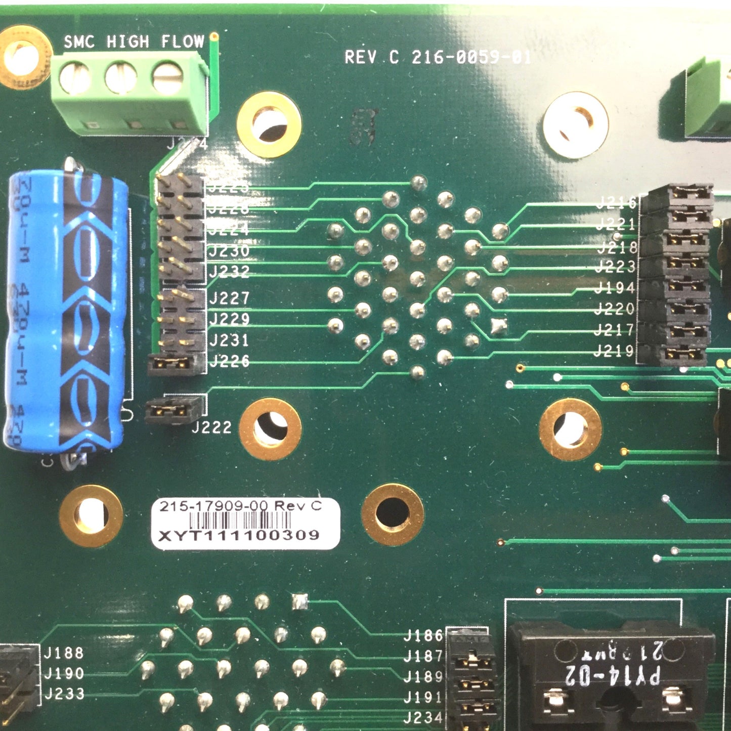 Used JET 94V-0 1110 Input/Output Relay Board, XYT111100309, 215-17909-00 REV C