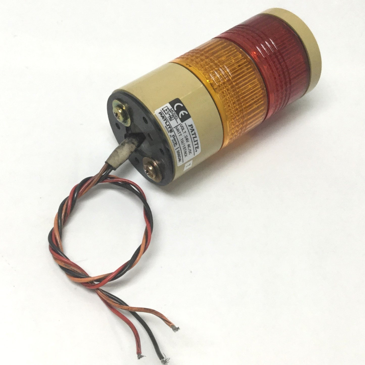 Used Patlite LES-AW Stack Light Signal Tower LED Lamp, Red & Amber Lenses, 24VAC/DC