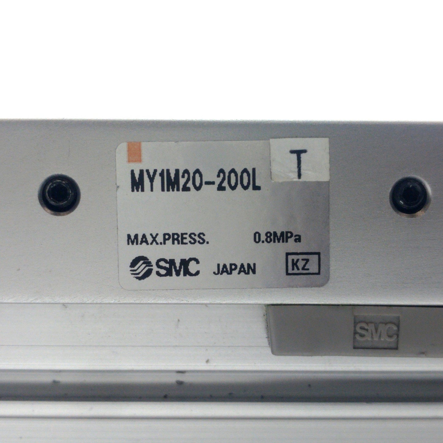 Used SMC MY1M20-200L Pneumatic Linear Actuator 200mm Travel 20mm Bore M5 x 0.8 Ports