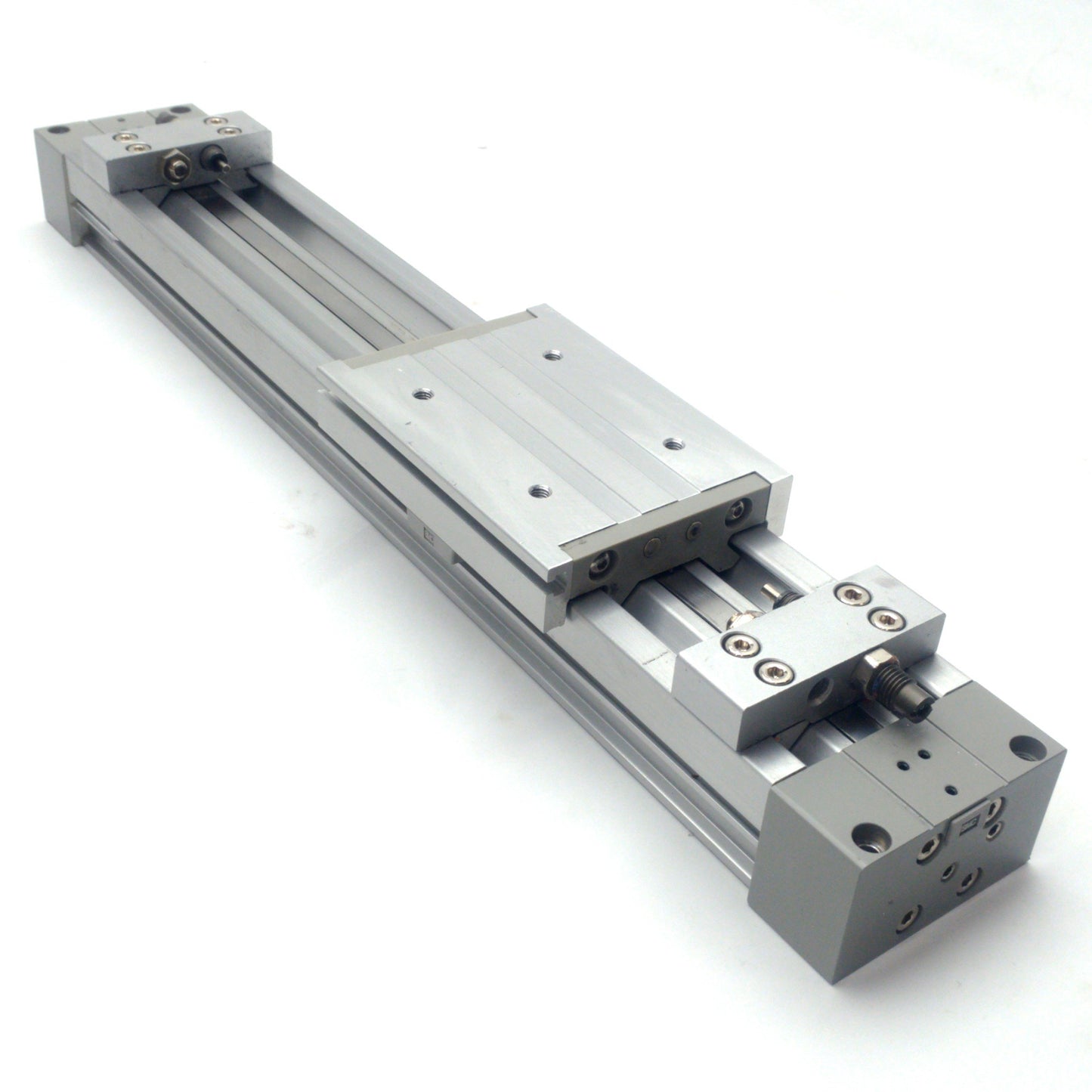 Used SMC MY1M20-200L Pneumatic Linear Actuator 200mm Travel 20mm Bore M5 x 0.8 Ports