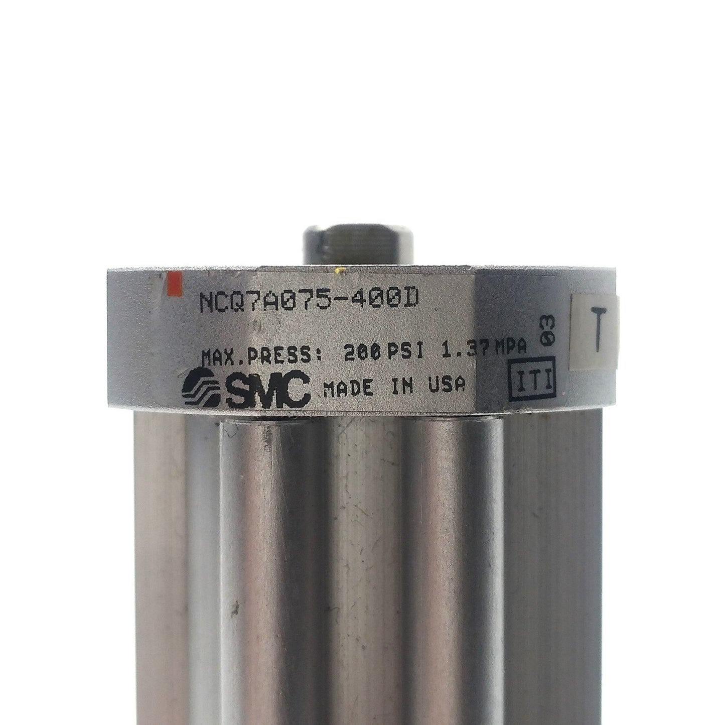 Used SMC NCQ7A075-400D Compact Air Cylinder, 4" Stroke, 3/4" Bore, 200PSI Max