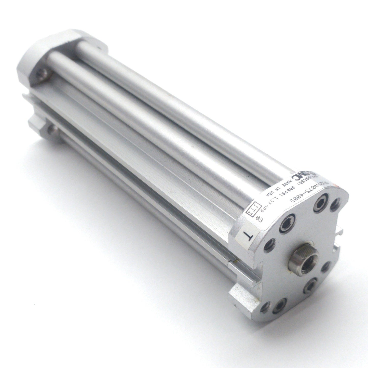 Used SMC NCQ7A075-400D Compact Air Cylinder, 4" Stroke, 3/4" Bore, 200PSI Max