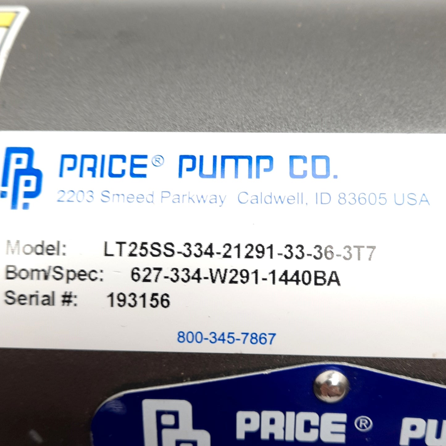 Used Price Pump LT25SS Horizontal Centrifugal Pump 12GPM 48'Head 1/3HP 3PH 220-460VAC