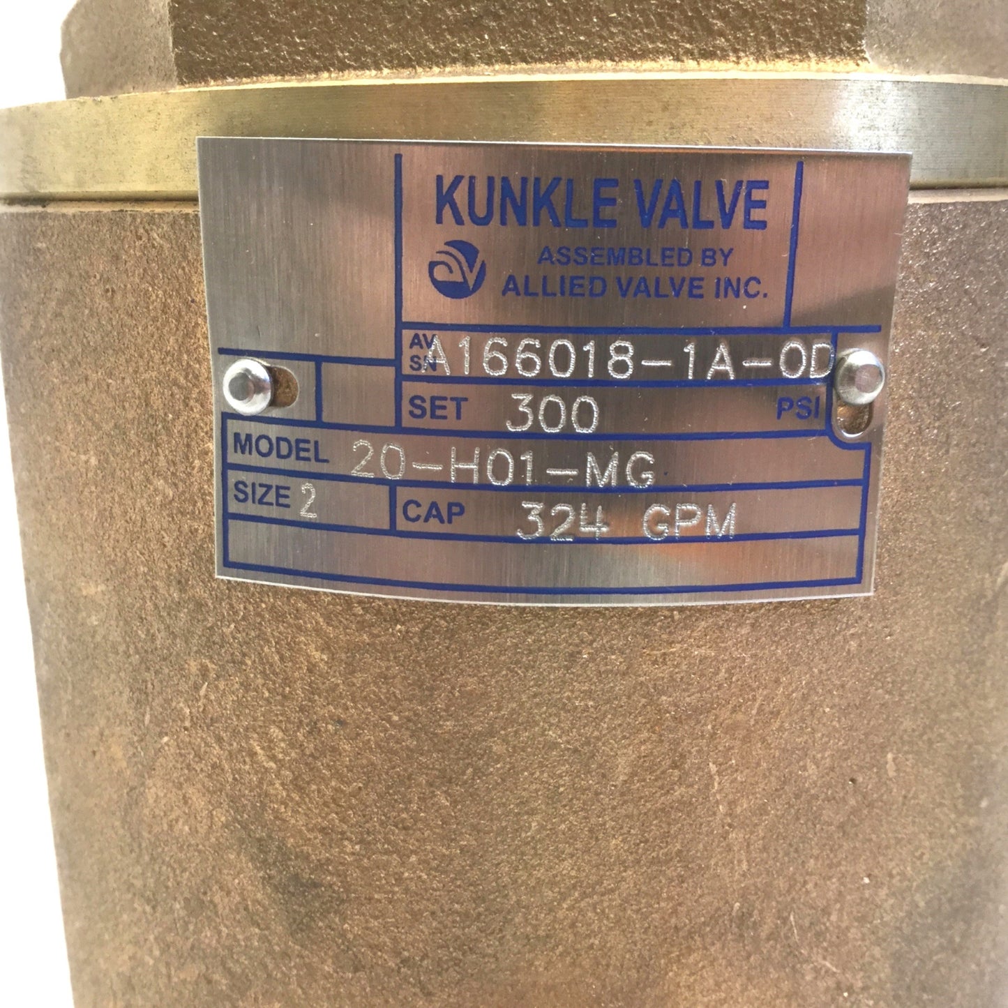 New – Open box Kunkle 30-A01-KM400 Relief Valve, 300PSI, Size 2, Cap 324 GPM, Bronze