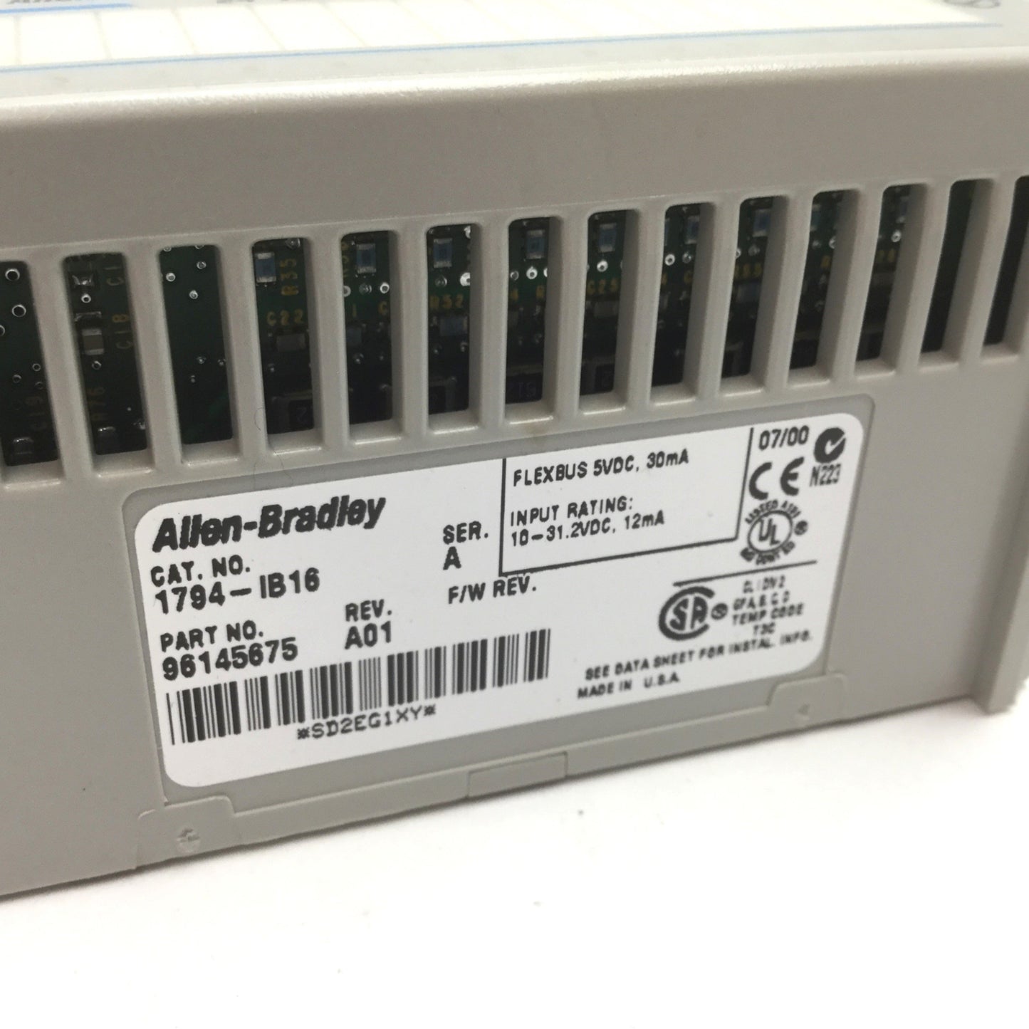 Used Allen Bradley 1794-IB16 Input Module, 16-Digital, With 1794-TB3 Terminal Base