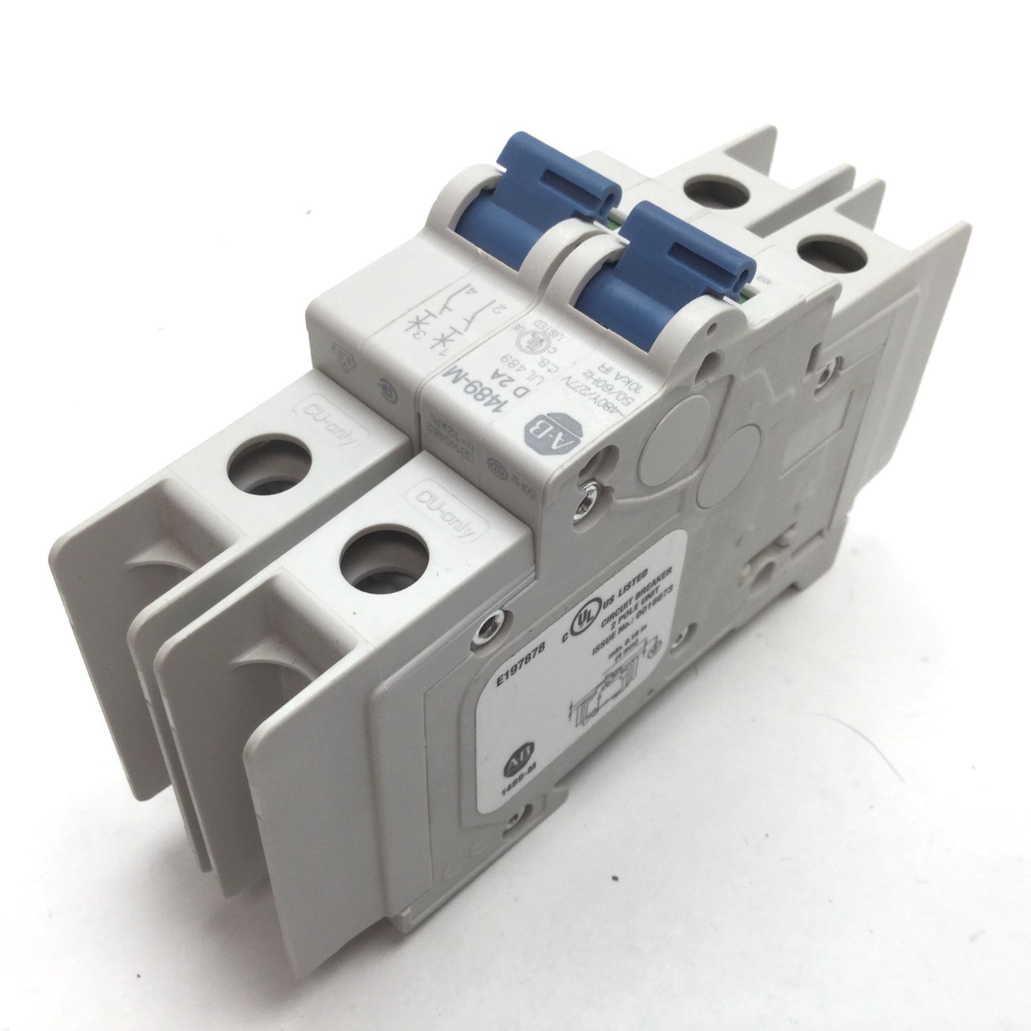 Used Allen Bradley 1489-M2D020 Circuit Breaker, 2-Pole, D-Curve, 2A 480Y/277VAC