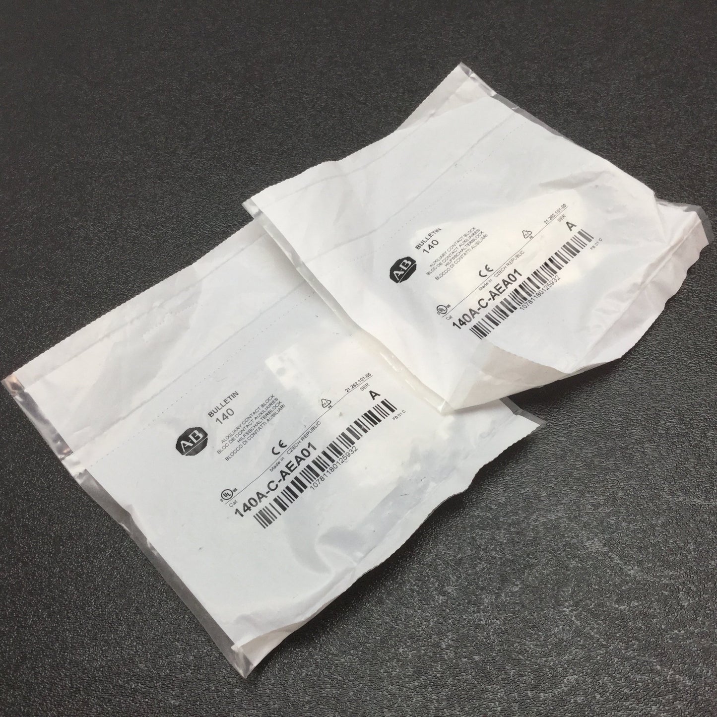 New Lot of 2 Allen Bradley 140A-C-AEA01 Auxiliary Contact, Normally Closed, 6A 690V