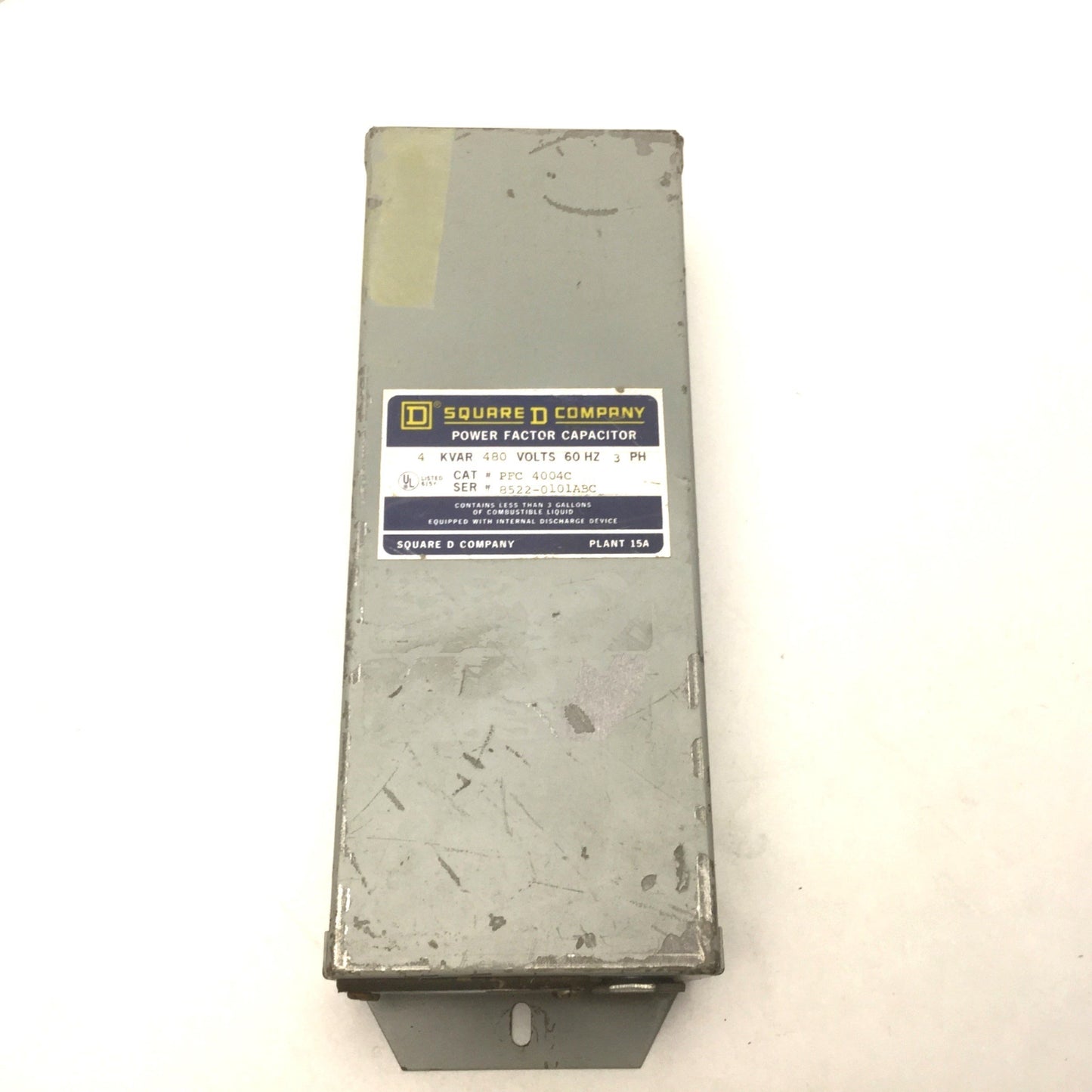Used Square D PFC 4004C Power Factor Correction Capacitor, 4 KVAR, 480V 60Hz, 3 Phase