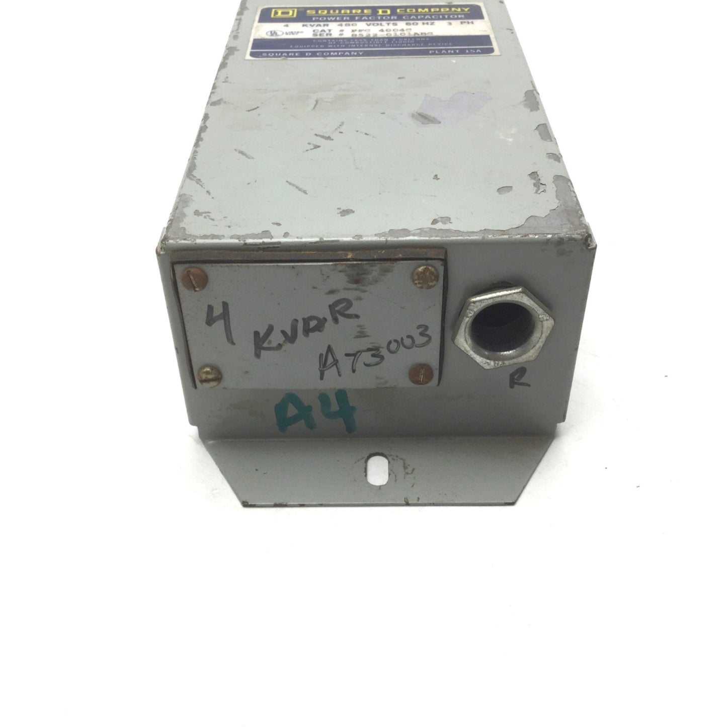 Used Square D PFC 4004C Power Factor Correction Capacitor, 4 KVAR, 480V 60Hz, 3 Phase