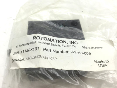 New Other Lot of 2 New Rotomation AY-A3-009 Cushioned Rotary Endcaps for A3 Actuator