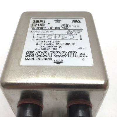 Used Corcom 3EP1 EMI Power Line Filter, Rating: 3A 120/250VAC 50-60Hz