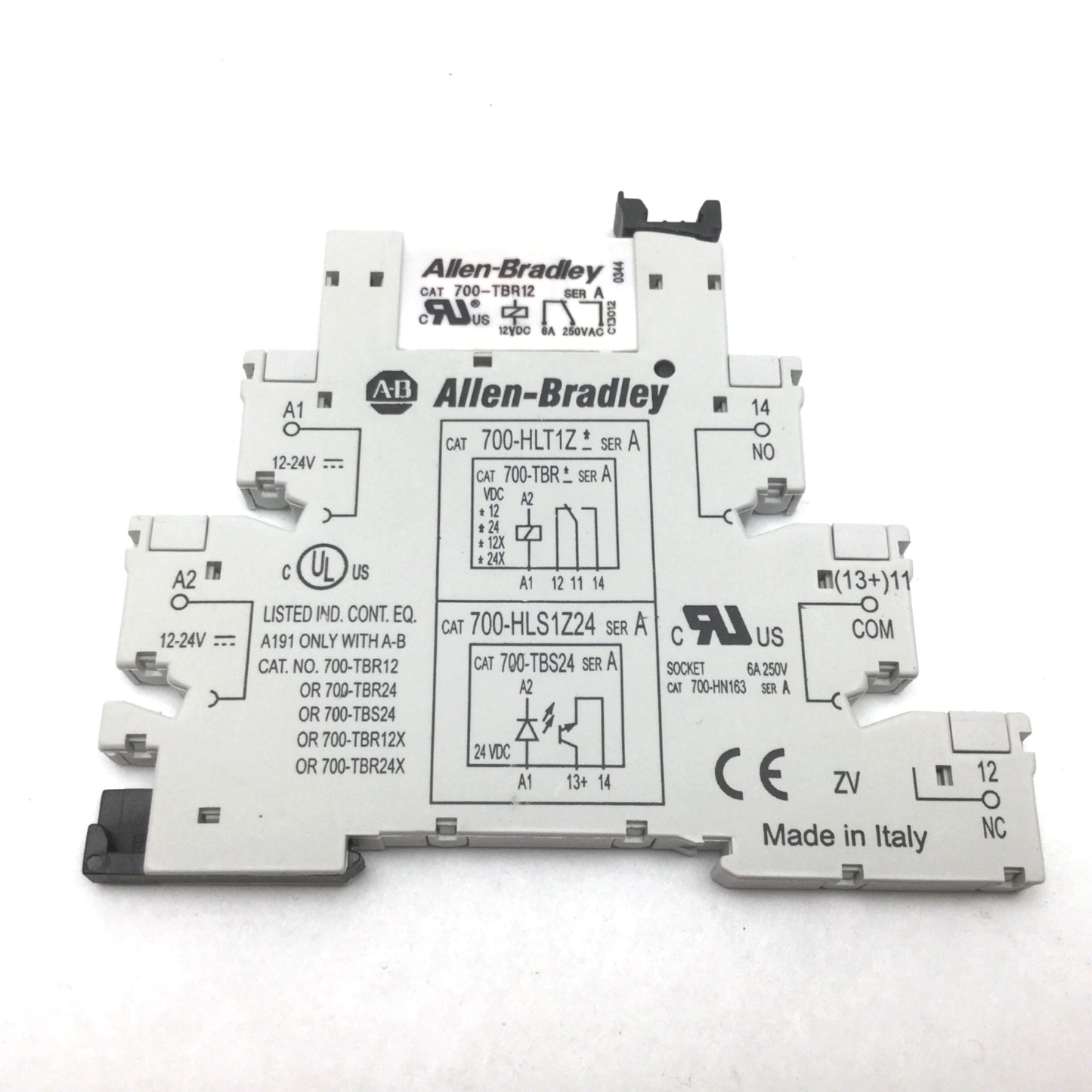 Used Lot of 2 Allen Bradley 700-HLT1Z12 Terminal Sockets w/Relay 700-TBR12, 12VDC