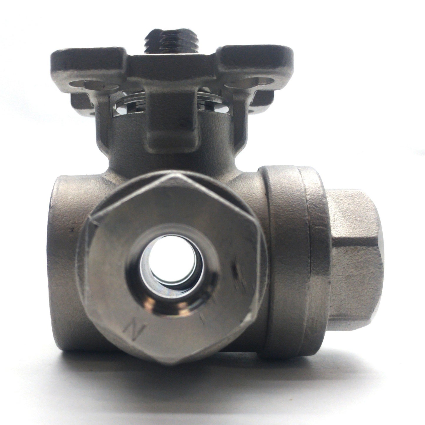 Used Valworx 552902A 3-Way Ball Valve, 1000PSI, 1/4"NPT, Stainless Steel *No Handle*