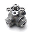 Used Valworx 552902A 3-Way Ball Valve, 1000PSI, 1/4"NPT, Stainless Steel *No Handle*