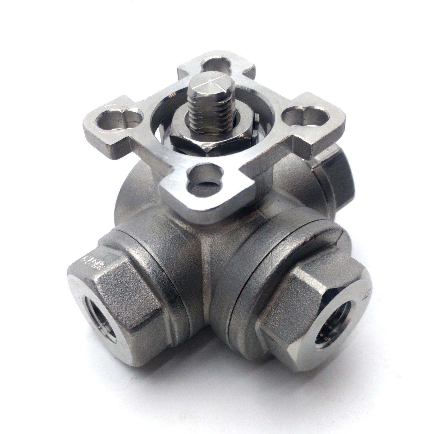 Used Valworx 552902A 3-Way Ball Valve, 1000PSI, 1/4"NPT, Stainless Steel *No Handle*
