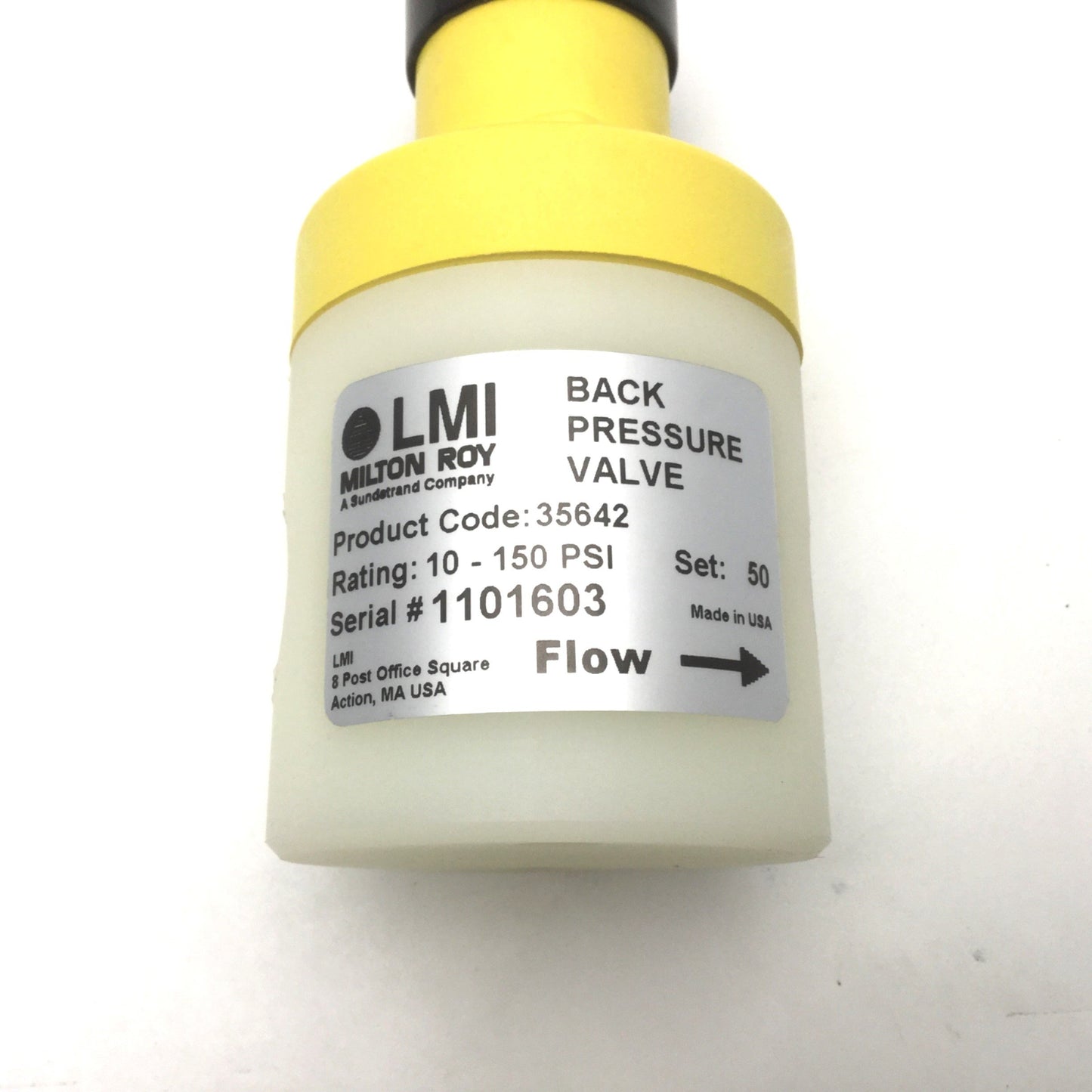 New LMI Milton Roy 35642 Back Pressure Valve 10-150psi Set Point: 50 Ports: 1/2" NPT