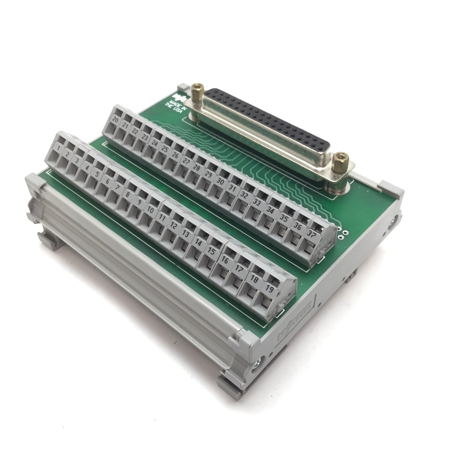 Used Wago 37-Pin Breakout Board, 37x Cage Clamp Terminals to 37-Pin Female D-Sub