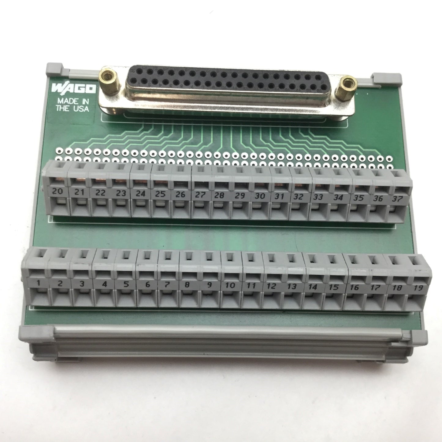 Used Wago 37-Pin Breakout Board, 37x Cage Clamp Terminals to 37-Pin Female D-Sub