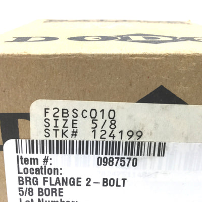 New Baldor Dodge F2BSC010 124199 5/8" Cast Iron Flange-Mount Ball Bearing Unit