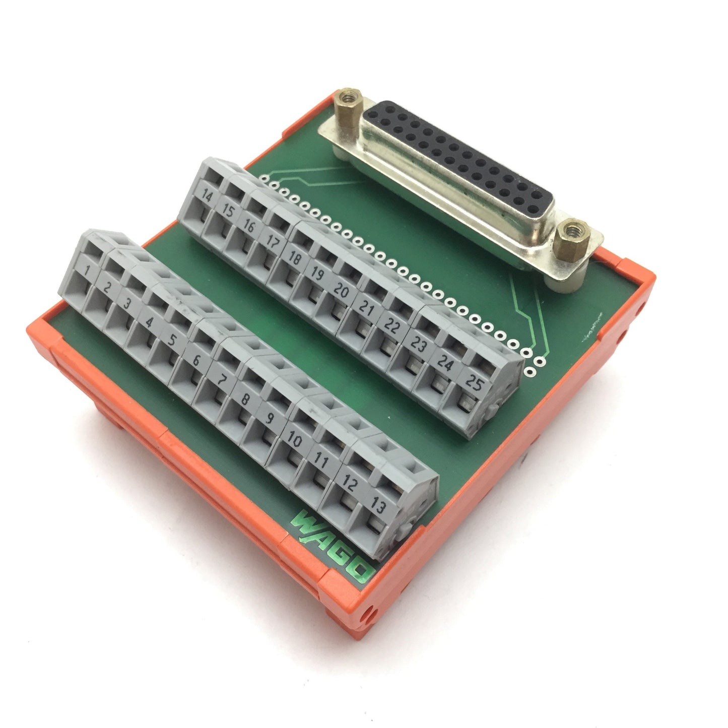 Used Wago 50036753 Breakout Board, 25x Cage Clamp Terminals to 25-Pin Female D-Sub