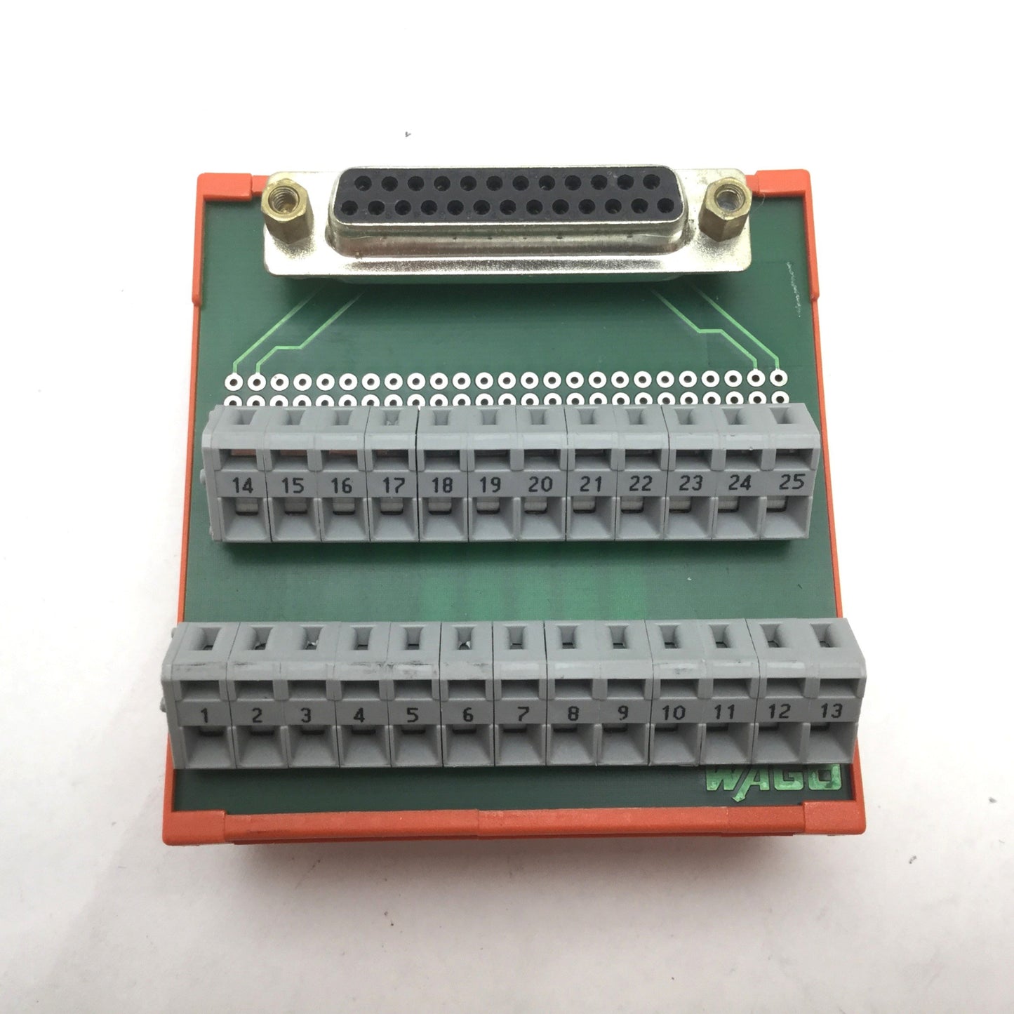 Used Wago 50036753 Breakout Board, 25x Cage Clamp Terminals to 25-Pin Female D-Sub