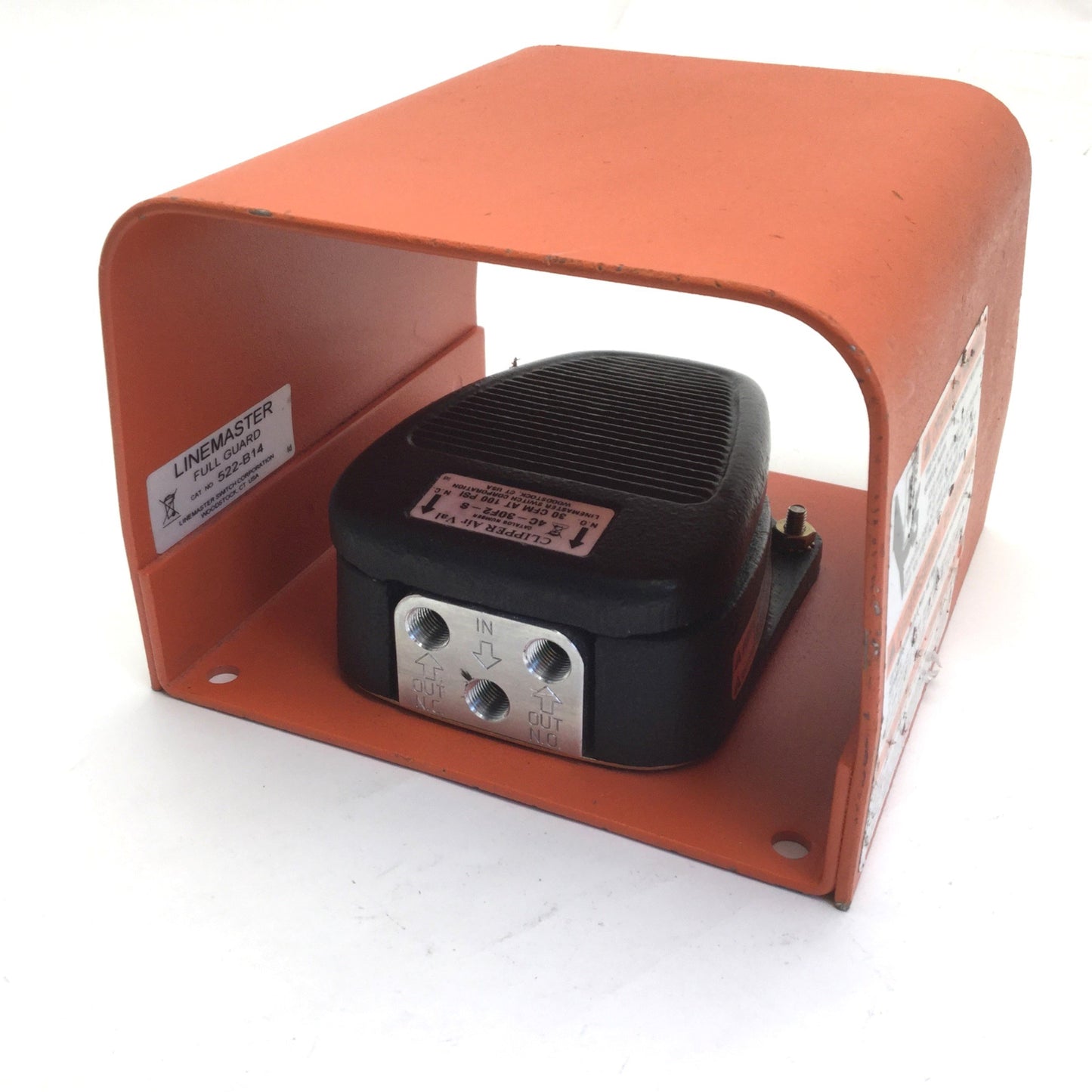 Used Linemaster 4C-30F2-S Pneumatic Foot Valve, 30CFM at 100psi, W/ 522-B14 Guard