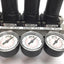 Used Manifold of 6 SMC NARM2500-B-N02 Regulator, Set Pressure: 0.05-0.85MPa, 1/4" NPT