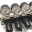 Used Manifold of 6 SMC NARM2500-B-N02 Regulator, Set Pressure: 0.05-0.85MPa, 1/4" NPT