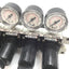 Used Manifold of 6 SMC NARM2500-B-N02 Regulator, Set Pressure: 0.05-0.85MPa, 1/4" NPT